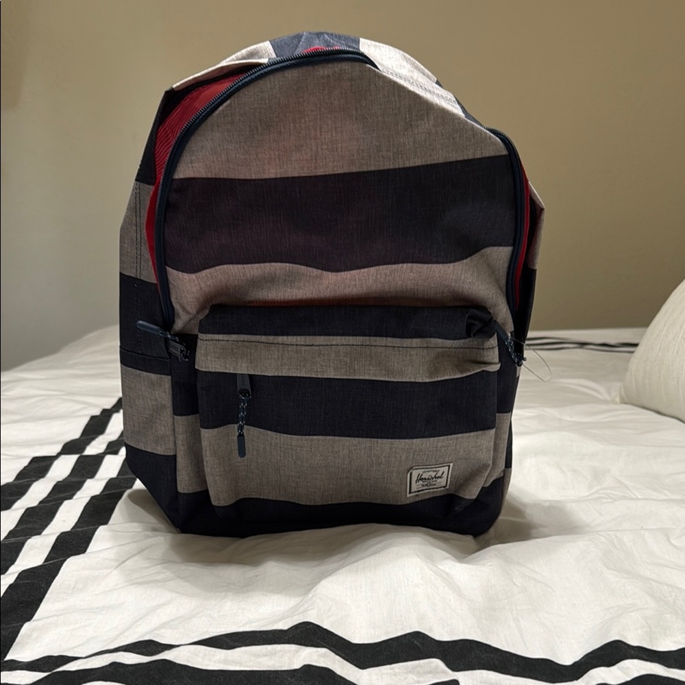Herschel Supply Company Black and Gray Backpack with Striped Design